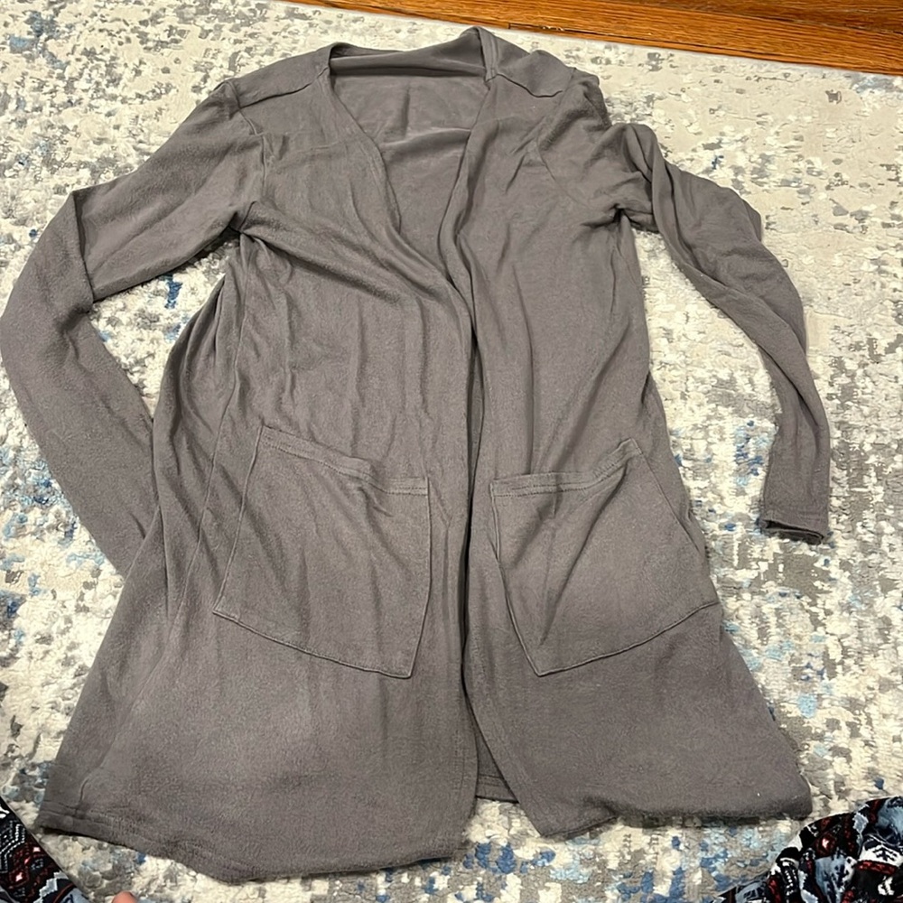 ZYIA Active Women's Steel Gray Boyfriend Lounge Cardigan Size M